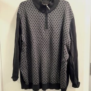 Tasso Elba Mens Patterned Quarter Zip Knit Sweater size 2XB